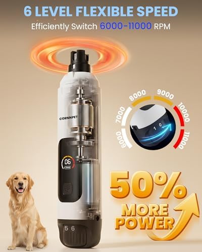 Dog Nail Grinder with New LCD Display, 25dB Quiet 6-Speed Dog Nail Trimmer - Image 3