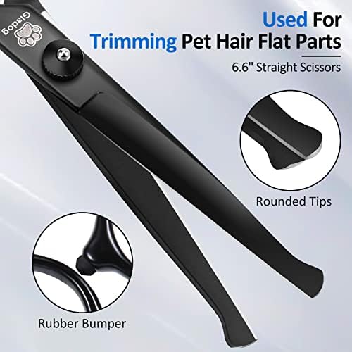 Dog Grooming Scissors Kit with Safety Round Tips, GLADOG Professional 6 in 1 - Image 3