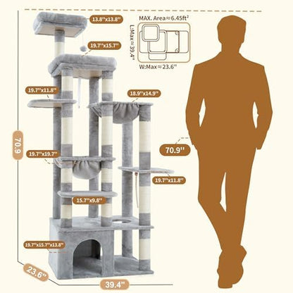 Heybly Cat Tree, 71-Inch Tall Cat Tower - Image 6