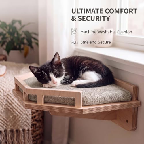Wall Mounted Cat Shelves Bed Set Wooden Climbing Perch - Image 4