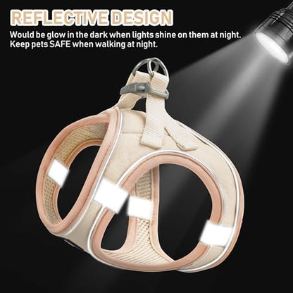 GAMUDA Small Pet Harness Collar and Leash Set, Step in No Chock No Pull Linen - Image 4