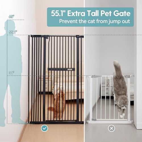 No Pawblems 55.1" Extra Tall Pet Gate, 29.9"-44.4" Wide Cat/Dog Gate - Image 2