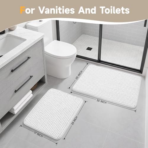 Ophanie White Bathroom Rugs Sets 2 Piece, Soft Chenille Bath Mat, Non Slip - Image 4