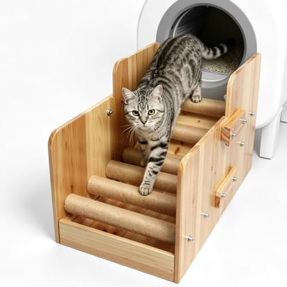 Wooden Automatic Litter Box Steps/Ramp by MOOGROUPETSFRIEND