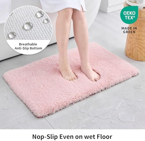 Disolla Pink Bathroom Rugs 24x36, Non-Slip Plush Thick Bath Mat - Image 3