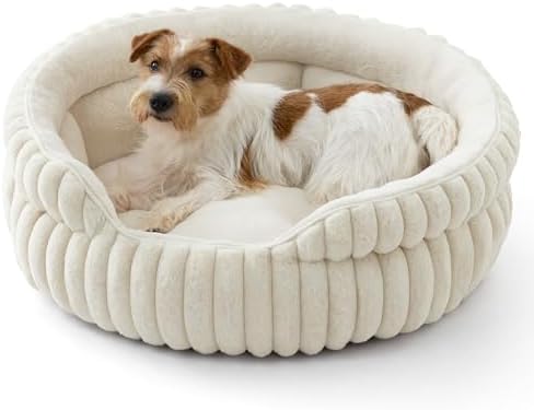 Bedsure ComfyFleece® Washable Cute Small Medium Dog Bed, Round Pet Bed by BEDSURE