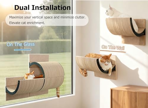 Cat Window Perch with Scratching Bed, Versatile Climbing Shelves Mounted by - Image 3