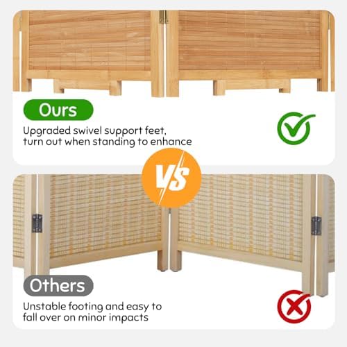 Bamboo Mesh Woven Room Divider 5.6FT, 4 Panel Folding Privacy Screen - Image 2