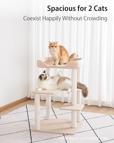 37.5" Cat Tree Tower for Large & Senior Cats, Low-Step Design - Image 2