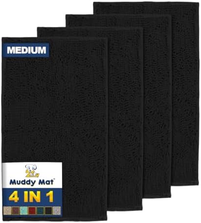 Muddy Mat® 4-Piece Black Medium 30"X19" AS-SEEN-ON-TV Highly Absorbent by MuddyMat%C2%AE