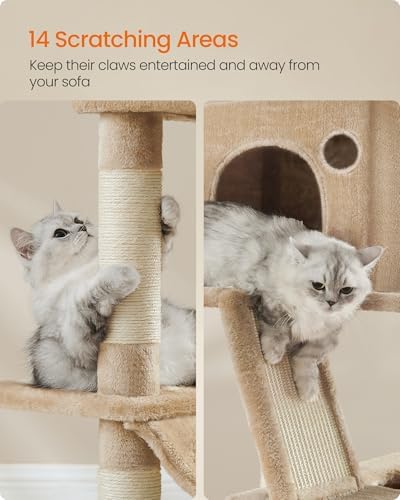 Feandrea Cat Tree, 81.1-in Large Cat Tower, Camel Brown - Image 6