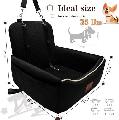 Dog Car Seat Bed 2 in 1 for Small/Medium Dogs up to 35 lbs, Adjustable Safety - Image 3