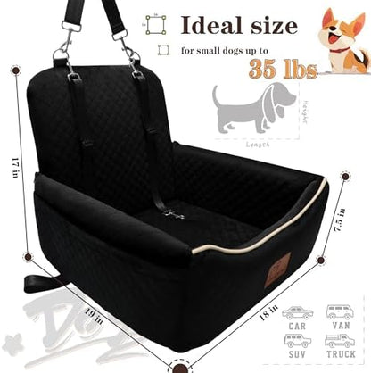 Dog Car Seat Bed 2 in 1 for Small/Medium Dogs up to 35 lbs, Adjustable Safety - Image 3