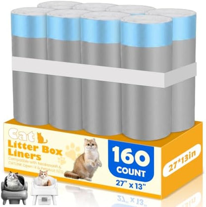160 Count Automatic Cat Litter Box Liners Bags 27"x13" Drawstring Handle by Unknown