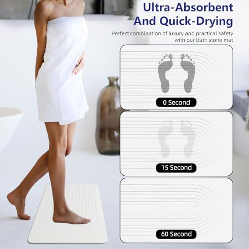 Fast Drying Stone Bath Mats for Bathroom, Non-Slip Diatomaceous Earth Bath Mat - Image 3
