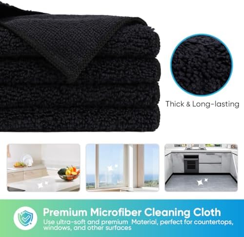 HOMEXCEL Black Microfiber Cleaning Cloth, Microfiber Towels - Image 5