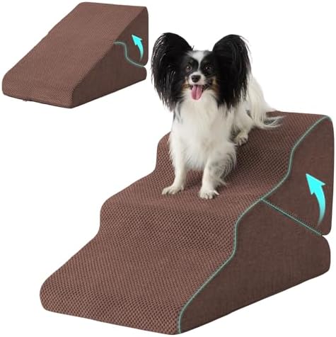 Ahpmeoa Dog Stairs for Small Dogs 16’’ H, 3-Step Dog Steps for Bed by Ahpmeoa