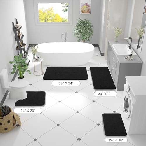 OLANLY Bathroom Runner Rugs 47x20, Extra Soft Absorbent Chenille Bath Rugs - Image 2