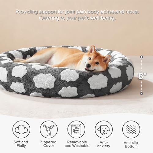 JOEJOY Jacquard Donut Round Small Dog Bed - Image 2