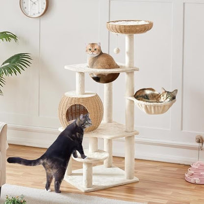 Yaheetech 54in Rattan Cat Tree Tower - Image 2
