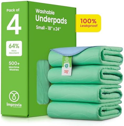 IMPROVIA® Washable Underpads, Heavy Absorbency Reusable Incontinence Pads by IMPROVIA