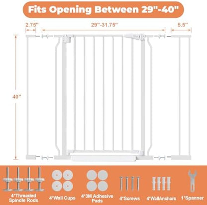 40" Extra Tall Baby Gate No Drilling, Auto Close Dog Gate - Image 6