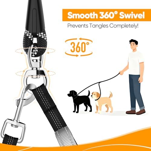 XiaZ Double Leash for Two Dogs No Tangle for Large Medium Dogs - Image 4