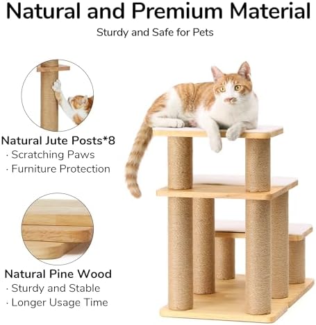 FUKUMARU Dog Stairs, Solid Wood Pet Stairs - Image 4