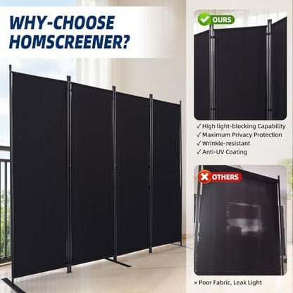 4 Panel Wide Room Divider Wall Screen - Image 4