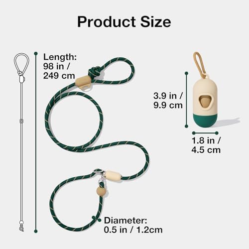 VETRESKA Hands-Free Dog Leash, 8FT Green Rope Leash - Image 5