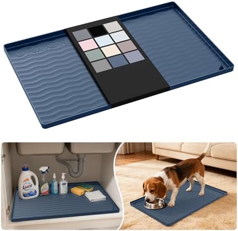 URMONA Waterproof Silicone Under Sink Mat, 22 x 14 in, Flexible Shelf Liner by URMONA