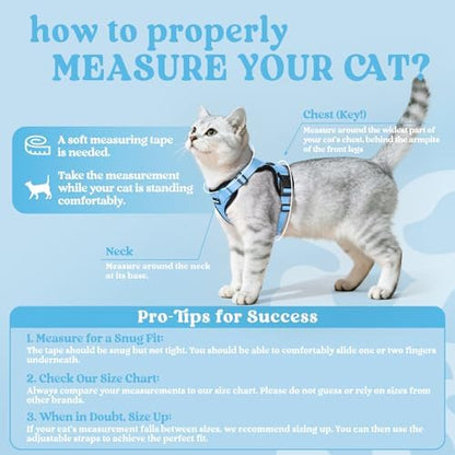 rabbitgoo Cat Harness and Leash Set, Escape Proof Vest, Light Blue - Image 2