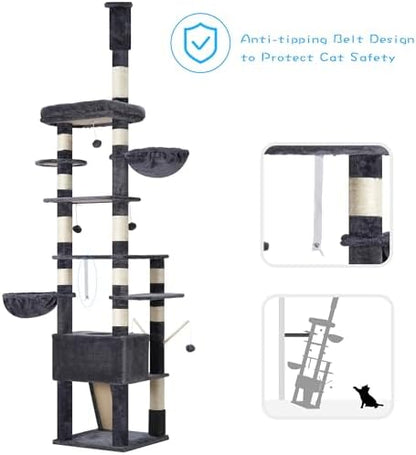 Hey-brother Cat Tree Tower, Adjustable Height, Floor to Ceiling - Image 7