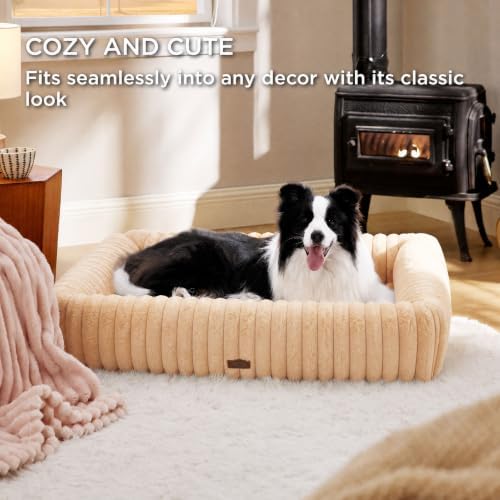 Bedsure ComfyFleece® Dog Beds Large Sized Dog Washable，40in Sandy Beige - Image 2