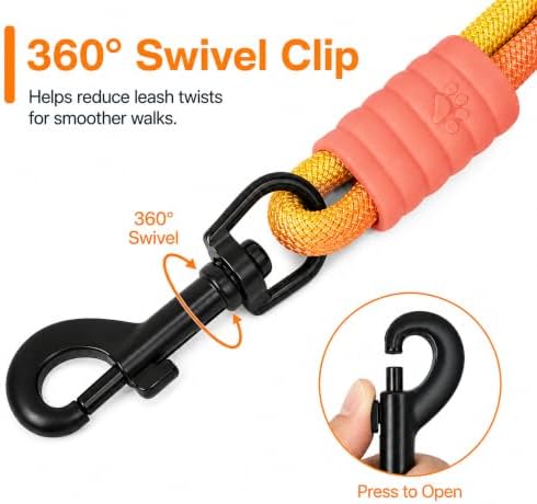 Hands Free Dog Leash, Double Handle Leash 5.5FT Yellow-Orange - Image 6