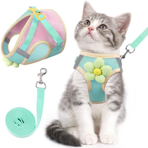 Cat Harness and Leash Set, Escape Proof Soft Vest Walk Green XS by NCMAMA