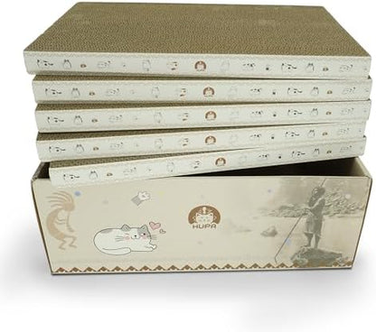 5 Pack Cat Scratching Boards | Reversible Cardboard Cat Scratcher by HUPA