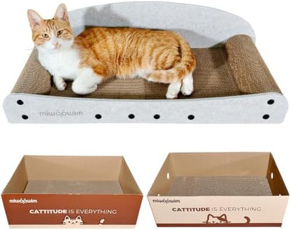 miwoowim 26" Large Cardboard Cat Scratcher Couch & Box Set - Image 3