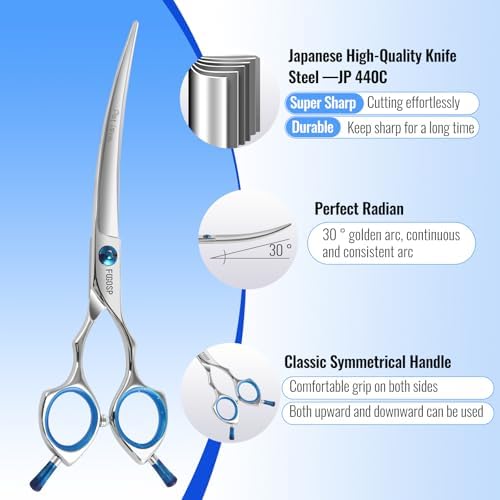 Curved Dog Grooming Scissors 7 in Curve Shears - Image 2