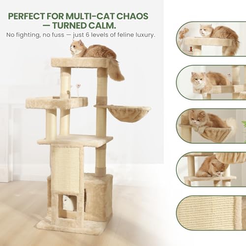 51 in Multi-Level Cat Tree Tower Space Saving Indoor Cat Playhouse - Image 2