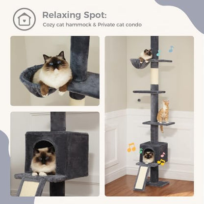 PEQULTI Floor to Ceiling Cat Tree, Adjustable 83-108in 5-Level Tower - Image 6