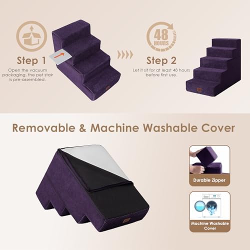 EHEYCIGA Dog Stairs for High Bed 22.5" H, 5-Step Dog Steps - Image 6