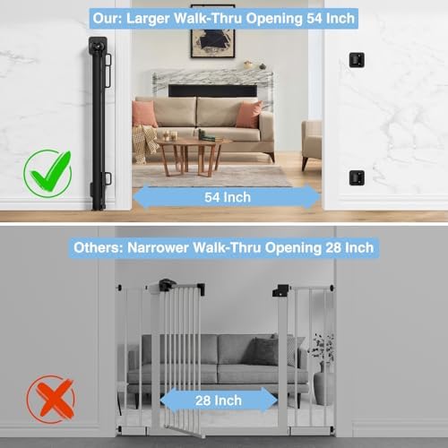 Retractable Baby Gates for Stairs No Drill | Extends to 54" Wide 34" Tall | - Image 3
