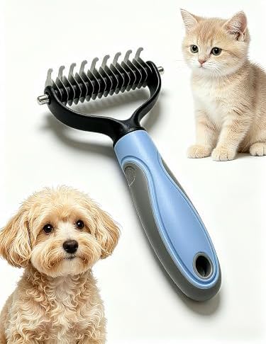 Pet Grooming Dematting Comb for Dogs & Cats, Double-Sided Undercoat Rake Brush by Unknown