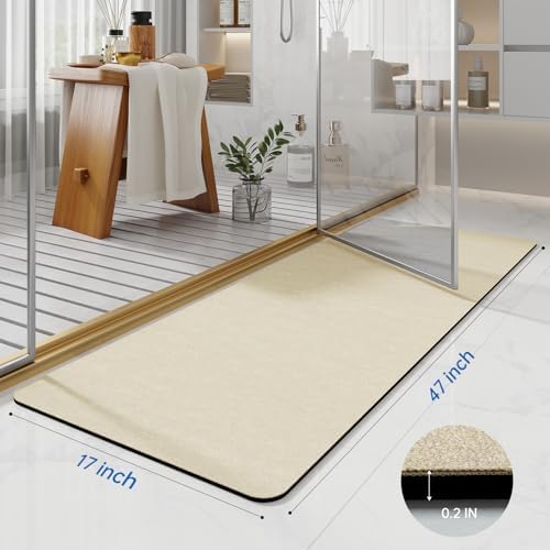 Long Bath Rugs 47x17-Diatomaceous Earth Stone Bath Mats - Image 2