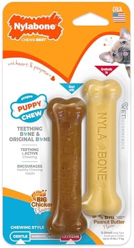 Nylabone Puppy Chew Teething Bone & Original Bone Dog Chew Toys by Nylabone