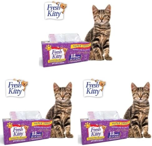 Fresh Kitty Litter Box Liners Super Thick, Easy Clean Up Jumbo Drawstring by RoyalPetIncorporated