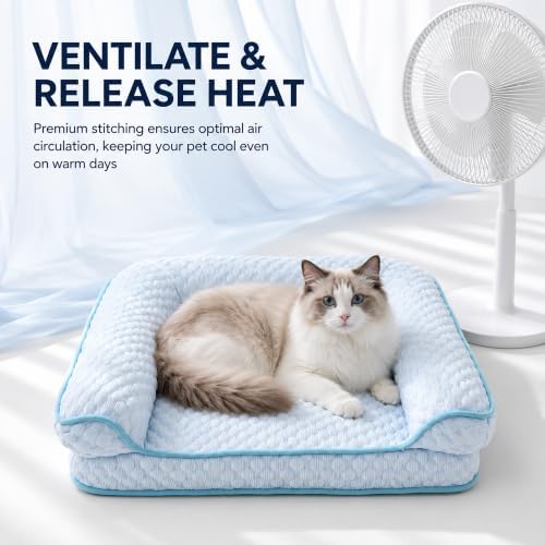 Cooling Cat Bed with Thick Egg-Crate Foam Support, Non-Toxic Cooling Sofa - Image 4