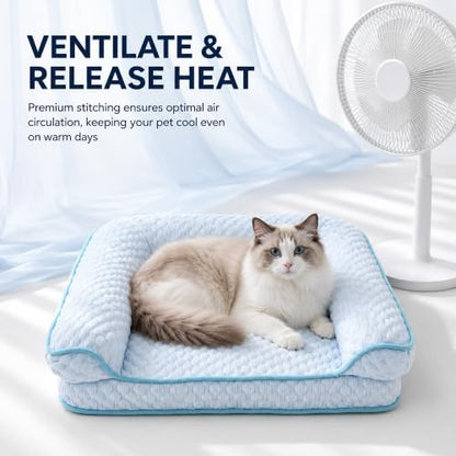 Cooling Cat Bed with Thick Egg-Crate Foam Support, Non-Toxic Cooling Sofa - Image 4