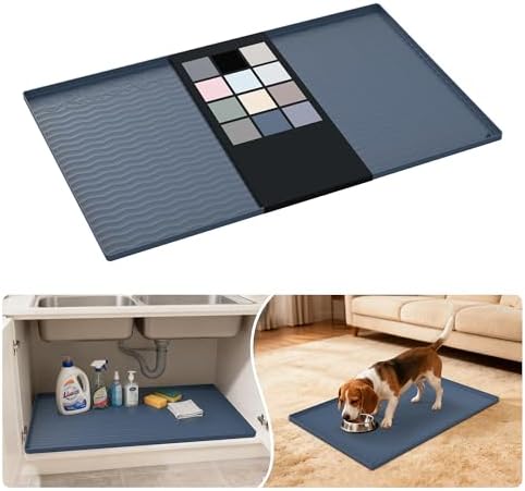 URMONA Waterproof Silicone Under Sink Mat, 34 x 22 in, Flexible Shelf Liner by URMONA